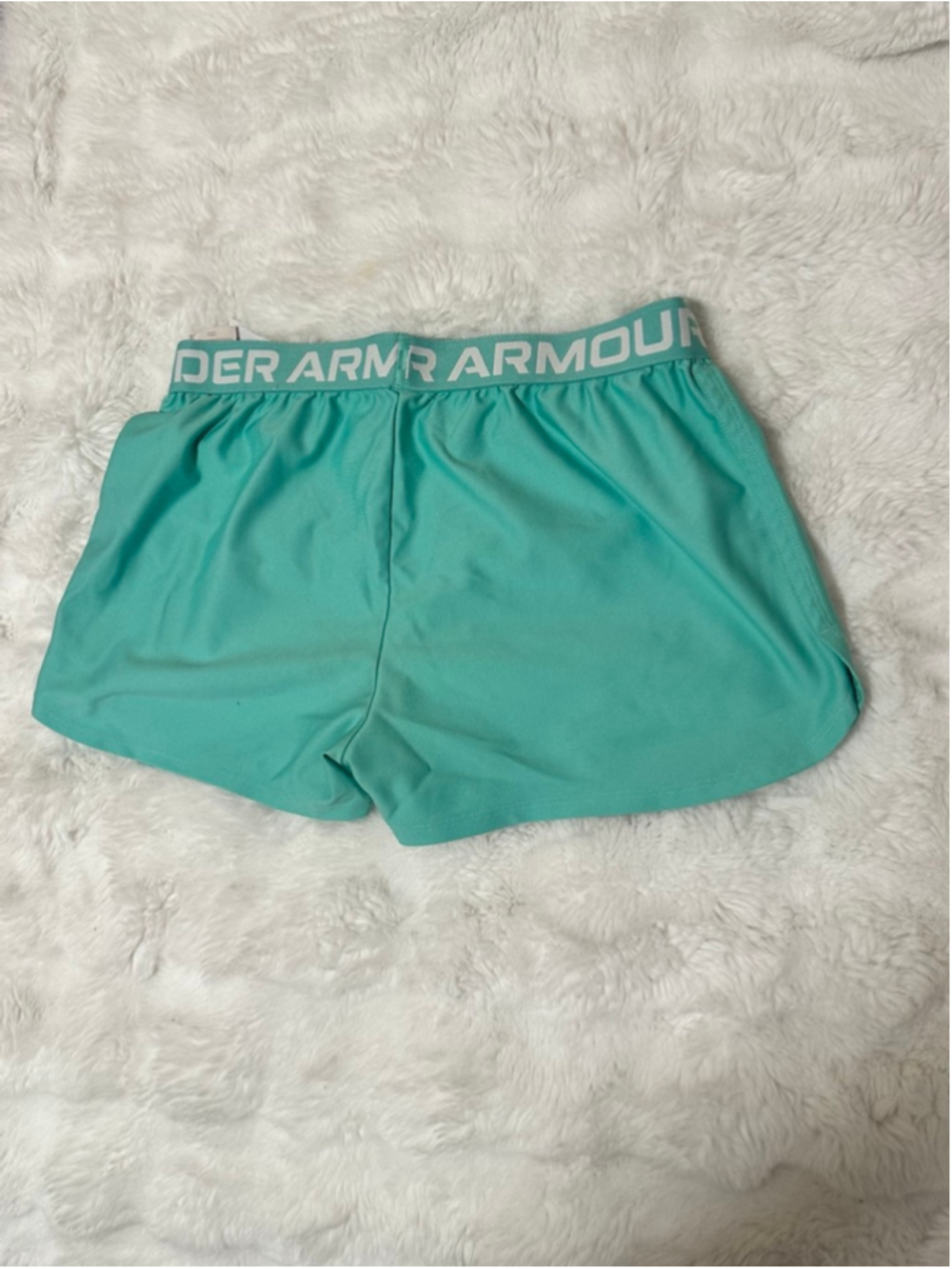Girls Under Armour Teal & White Athletic Shorts XL - Picture 2 of 3
